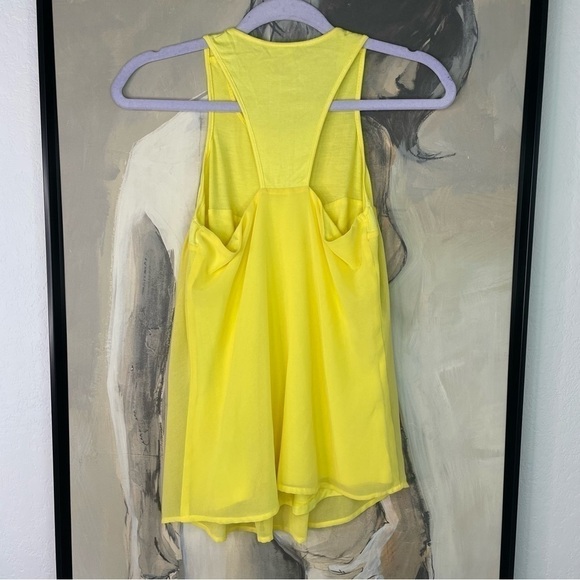 Bebe Bright Yellow Sleeveless Chiffon Top - Picture 3 of 5